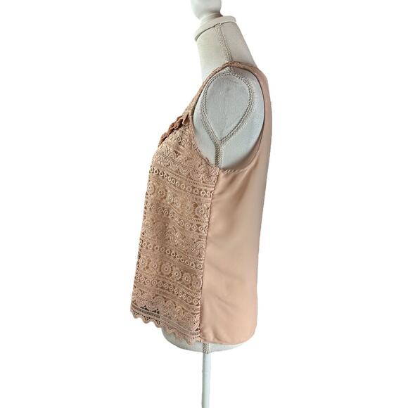 H&M Women’s Pink Lace Sleeveless Blouse Ruffles Size 8 Geometric New With Tags - Picture 4 of 7